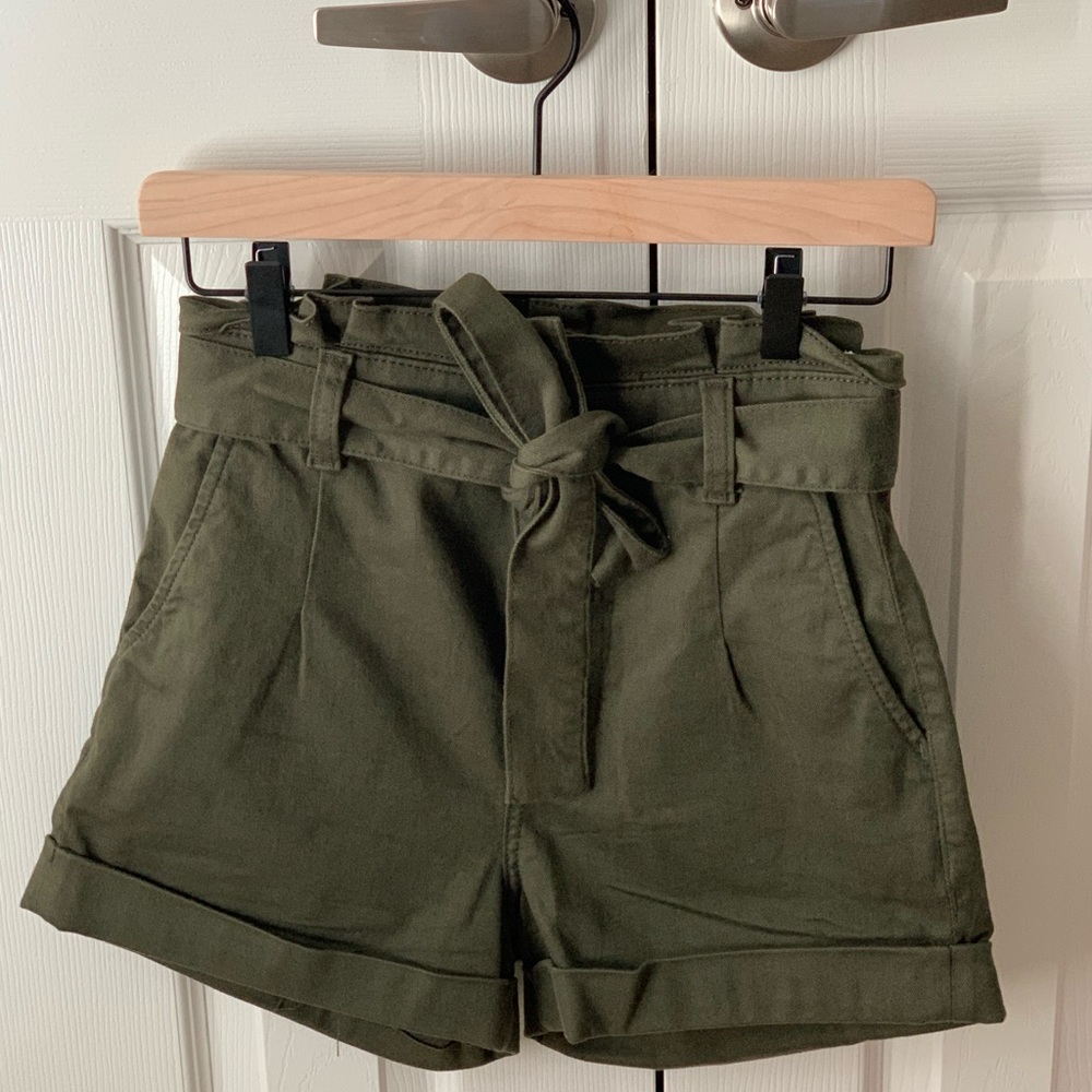 Express green shorts with tie